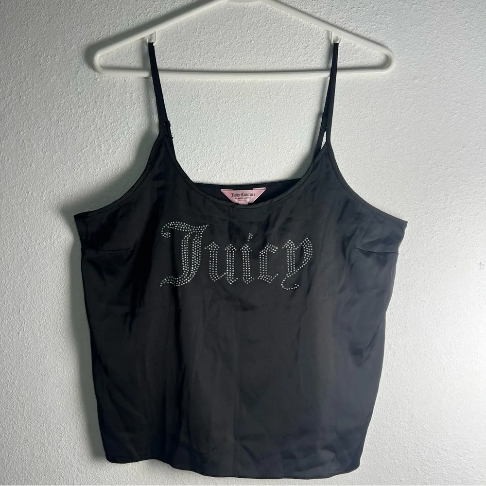 Juicy Couture Women Black Sleepwear Camisole Rhinestone 'Juicy' Logo Size Large - Picture 4 of 12